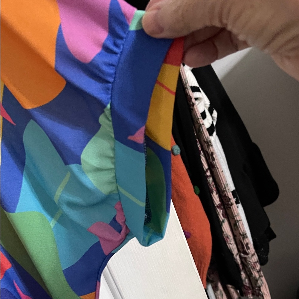 First Love Multicolor V-Neck Leaf Print Blouse - Picture 3 of 5